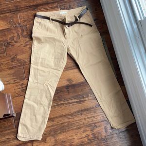 Khaki chinos with brown belt